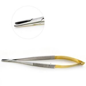 Castroviejo Needle Holder 5 1 2inch Tungsten Carbide with Lock Straight Serrated