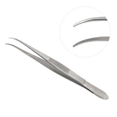 Eye Dressing Forceps Delicate Pattern Serrated 4inch Straight Tips 1pc