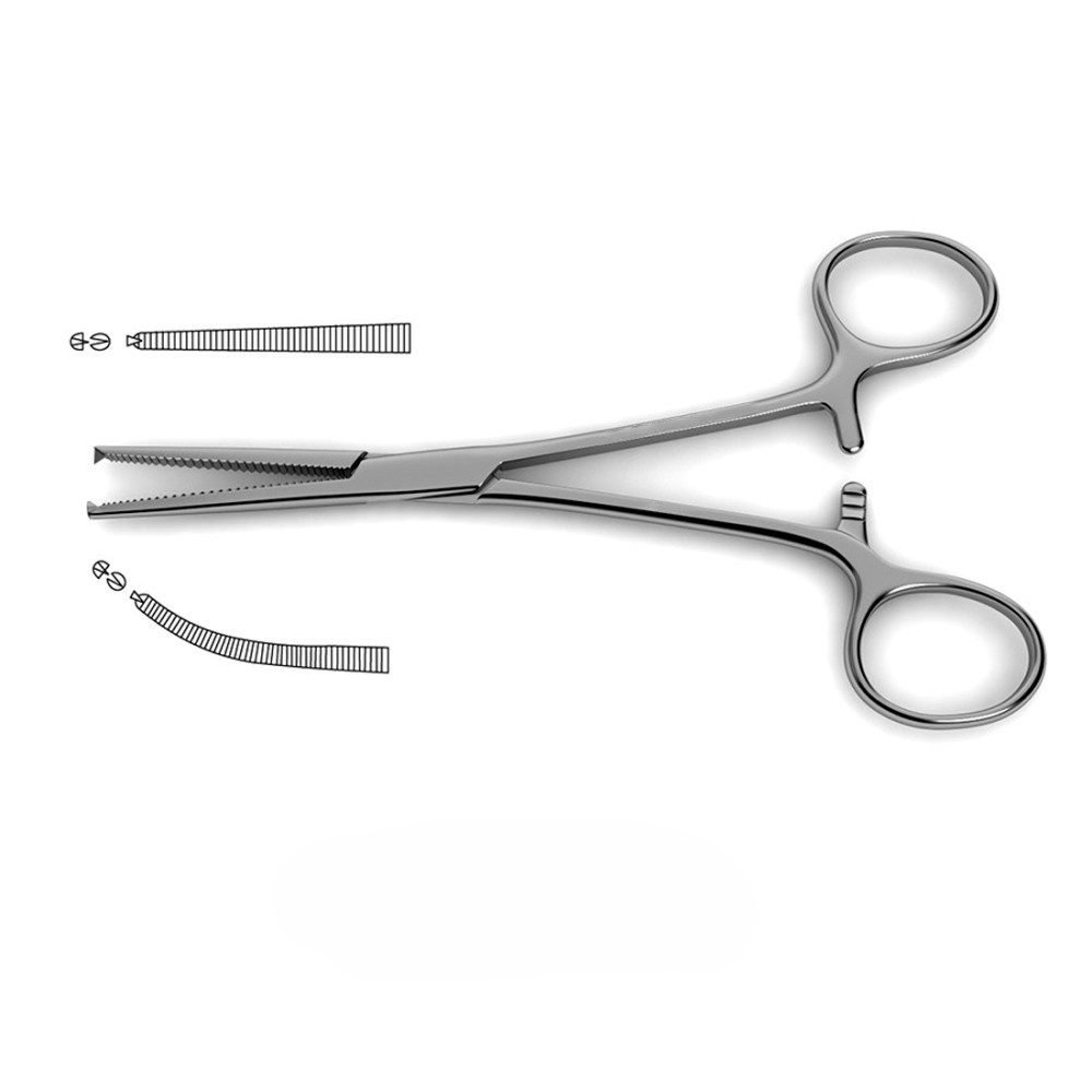 Kocher Forceps, Length 14cm, Serrated with 1x2 Teeth, Straight 2pcs