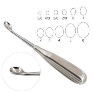 Spratt Brun Mastoid Curette 6.5 inch Oval Cups Size 2 8.3mm 1pc