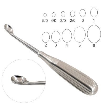 Spratt Brun Mastoid Curette 6.5 inch Oval Cups Size 6 14.0mm 1pc